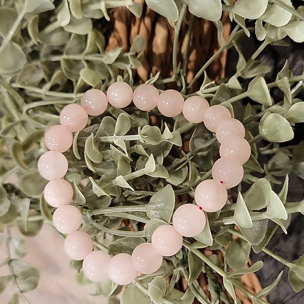 Rose Quartz Beaded Bracelet - Handmade - 10mm genuine beads
